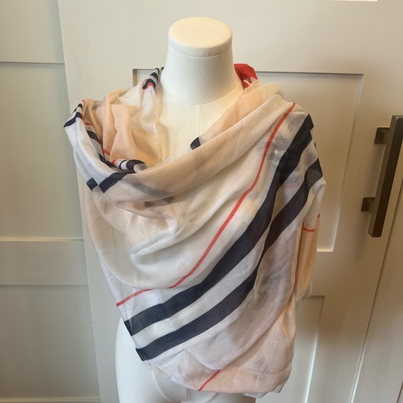 west loop Accessories - West Loop Red and Navy Striped Scarf